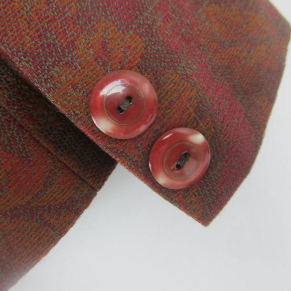 Vtg Aquascutum Womens M Maroon Red Brown Leaf Print 100% Wool Blazer Jacket - Picture 5 of 11